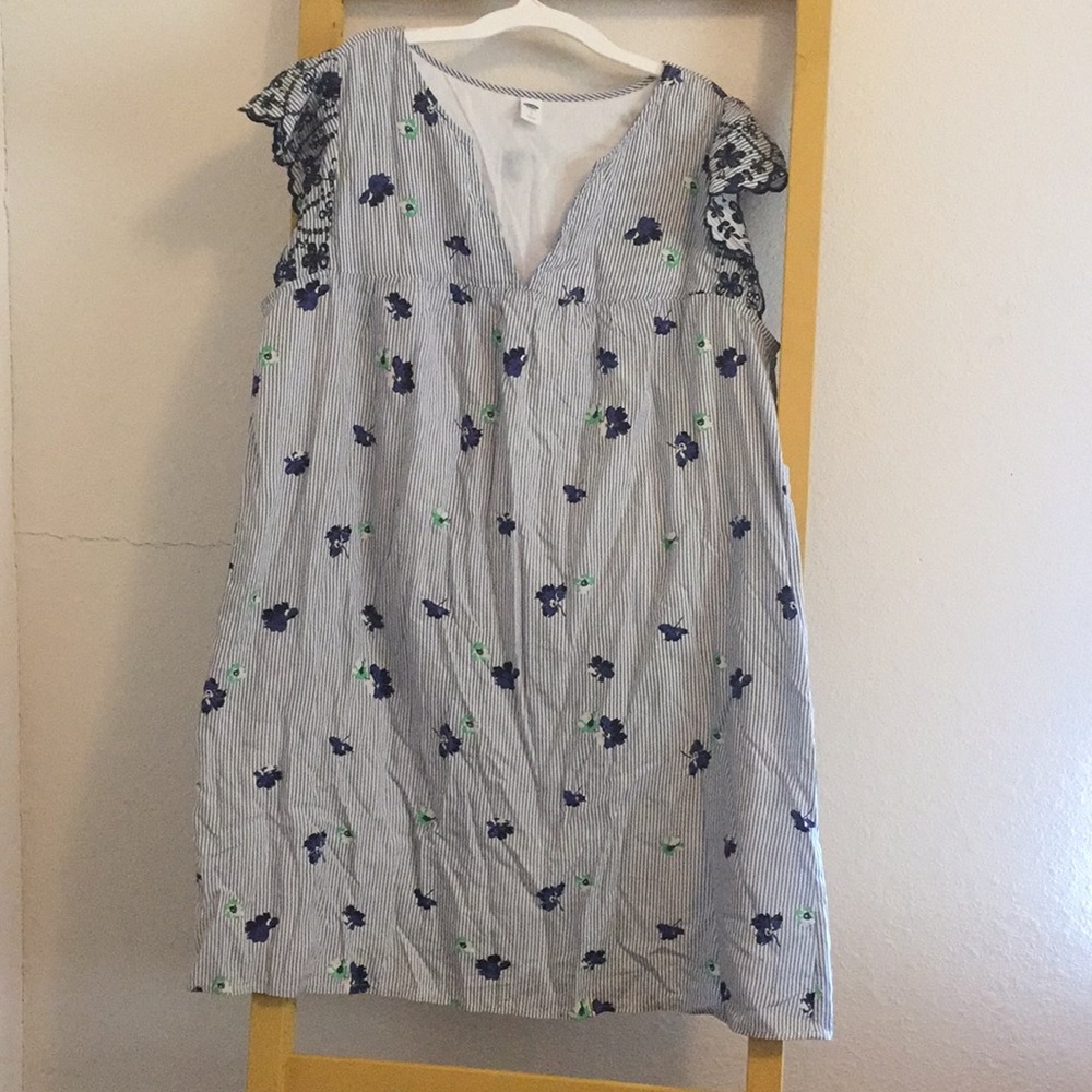 Navy Floral and striped tunic